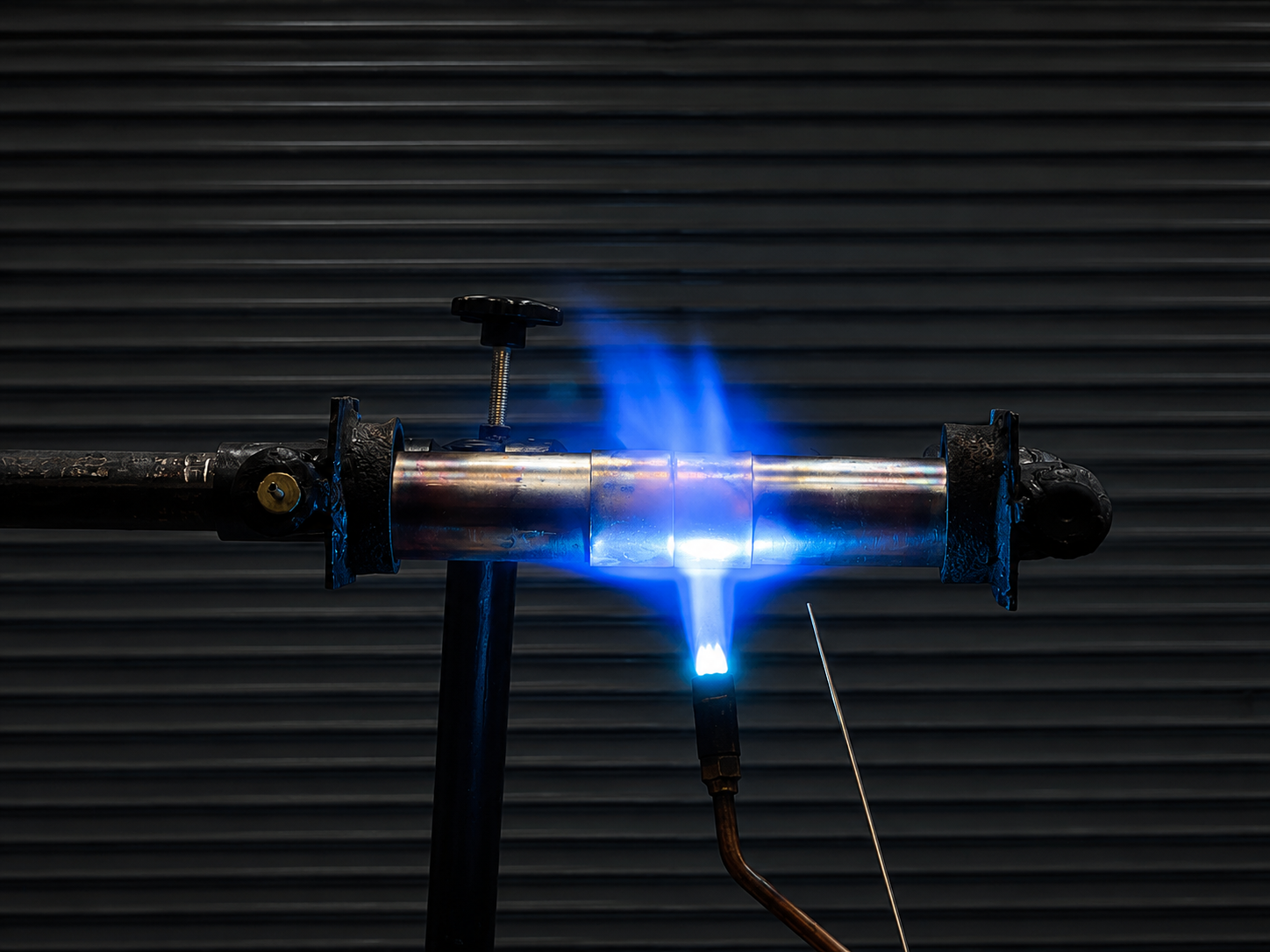 Copper tubing brazing demonstration in the training lab