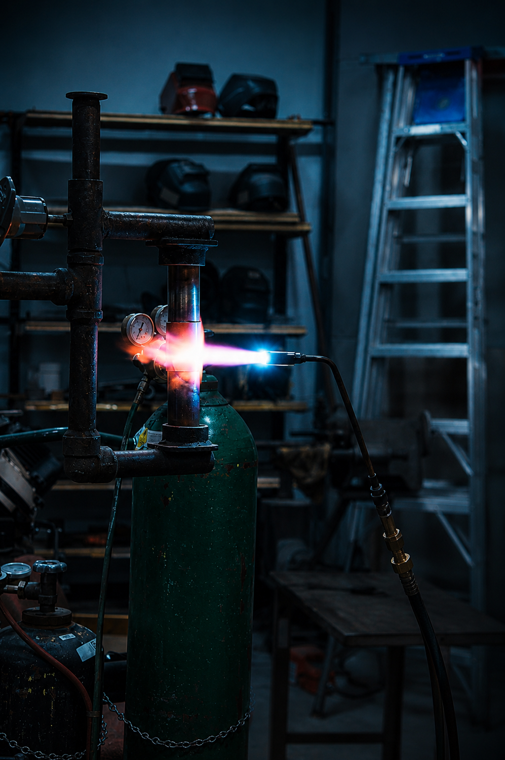 Medical gas brazing and pipe installation work
